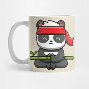 Cute Panda Kung Fu Meditation Holding Bamboo Mug